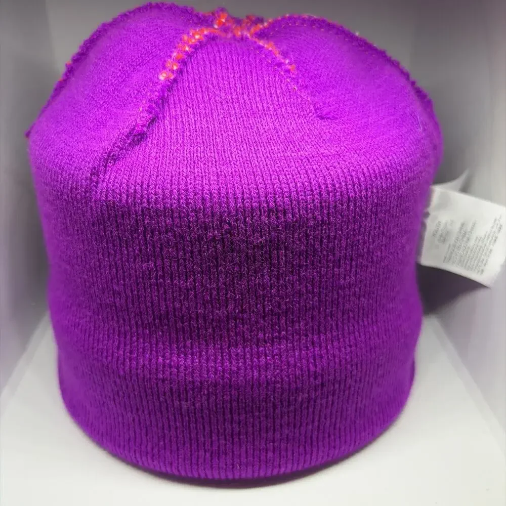 Nike Crimson & Purple Knit Cuff Pom Pom Beanie Girl's 7-16